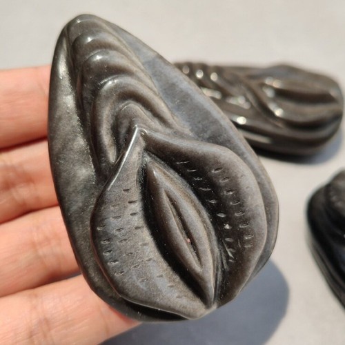 1PC Natural Silver Obsidian Source Of Life Crystal sculpture Vagina Reiki Heal - Picture 3 of 10