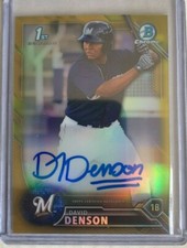DAVID DENSON 49/50  Auto First Bowman Chrome 2016 GOLD REFRACTOR BREWERS