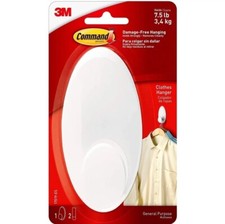 Command Clothes Hanger Hook Large Adhesive Damage Free 1 Hanger 2 Strips, White 4.50 per strip