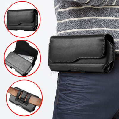 For iPhone 17 16 15 Plus Pro Max 16e Leather Belt Clip Phone Pouch Holster Case