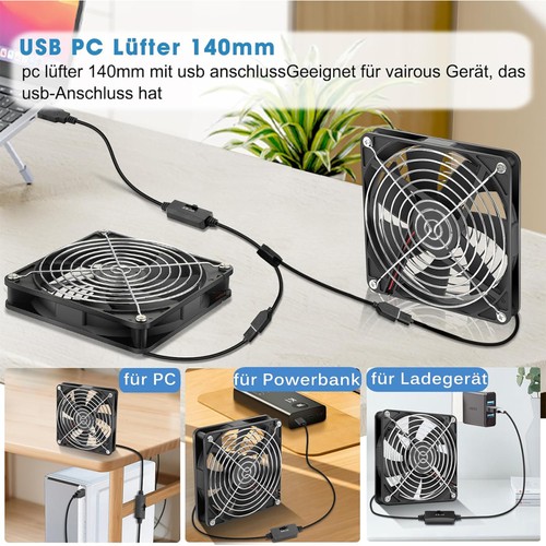 140mm 2-w-1 USB Wentylator Cichy PC Wentylator obudowy Regulowany podwójny wentylator - Zdjęcie 11 z 16