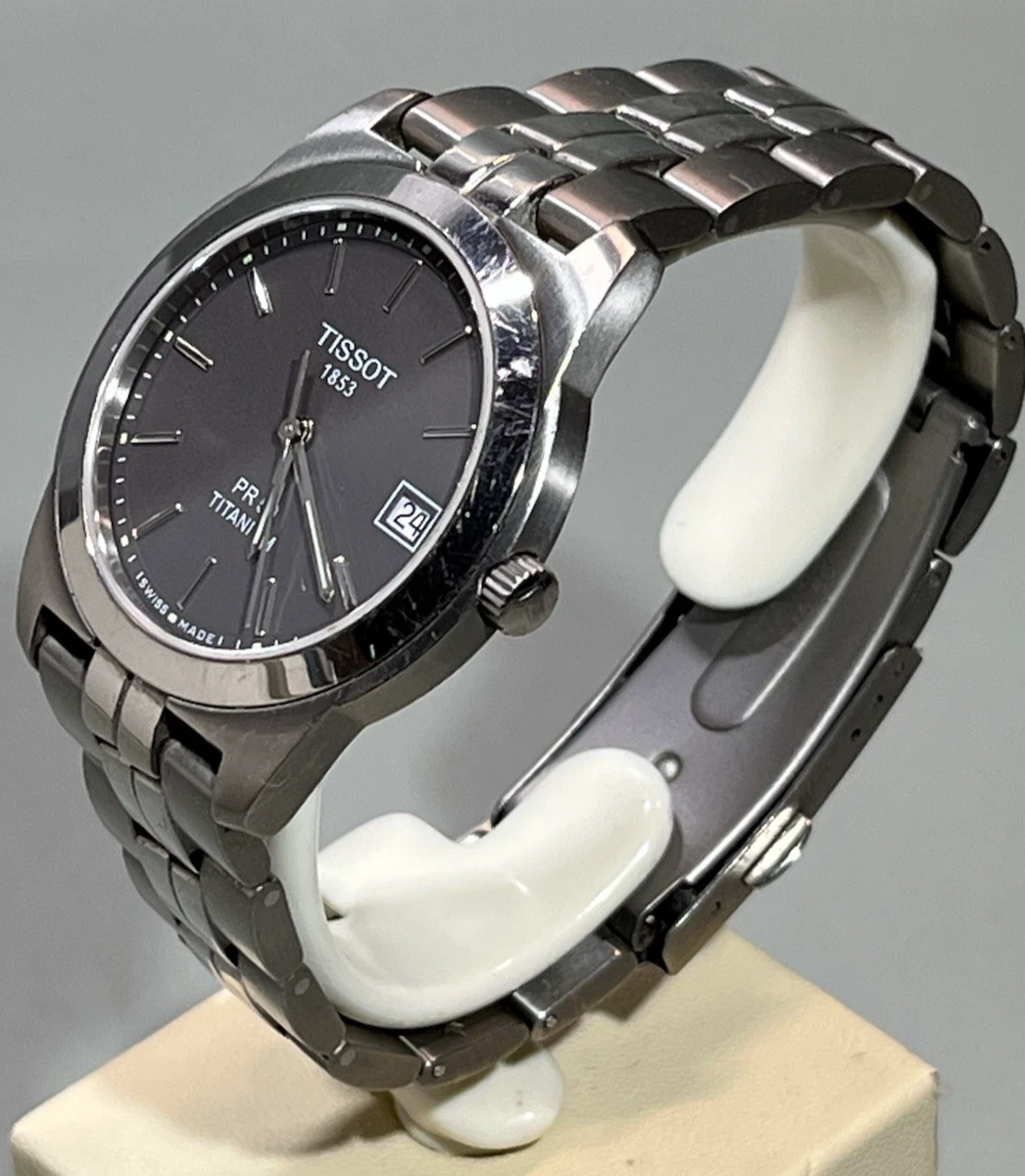 Tissot 1853 PR50 Titanio Reloj Hombre J376/476T Fecha Cristal Zafiro Plano 36mm 17cm