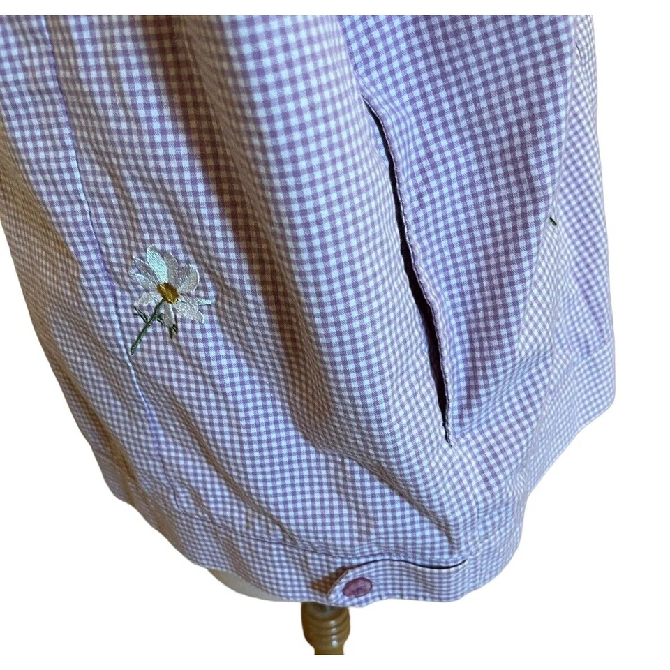 Chaqueta Quacker Factory Talla 1X Gingham Margaritas Púrpura Cuadros Bordada a Cuadros Foto 4 de 4