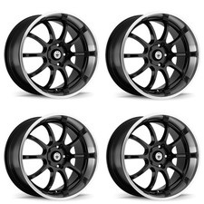 Set 4 14 Konig 26mb Lightning Black Machined Lip 14x6 Wheels 4x100 4x4.5 38mm