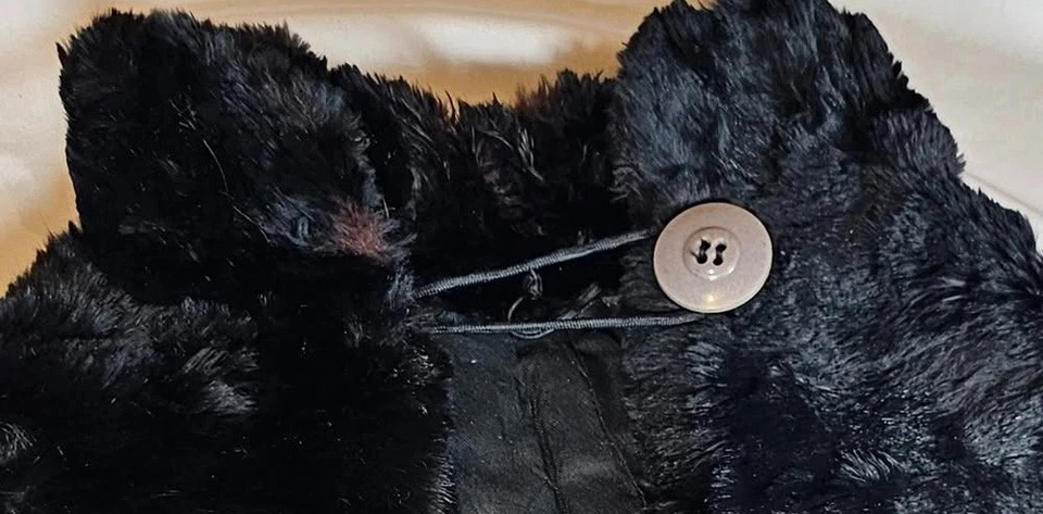 Gorra de piel de conejo negro vintage para niños años 30 años 40 Foto 3 de 4