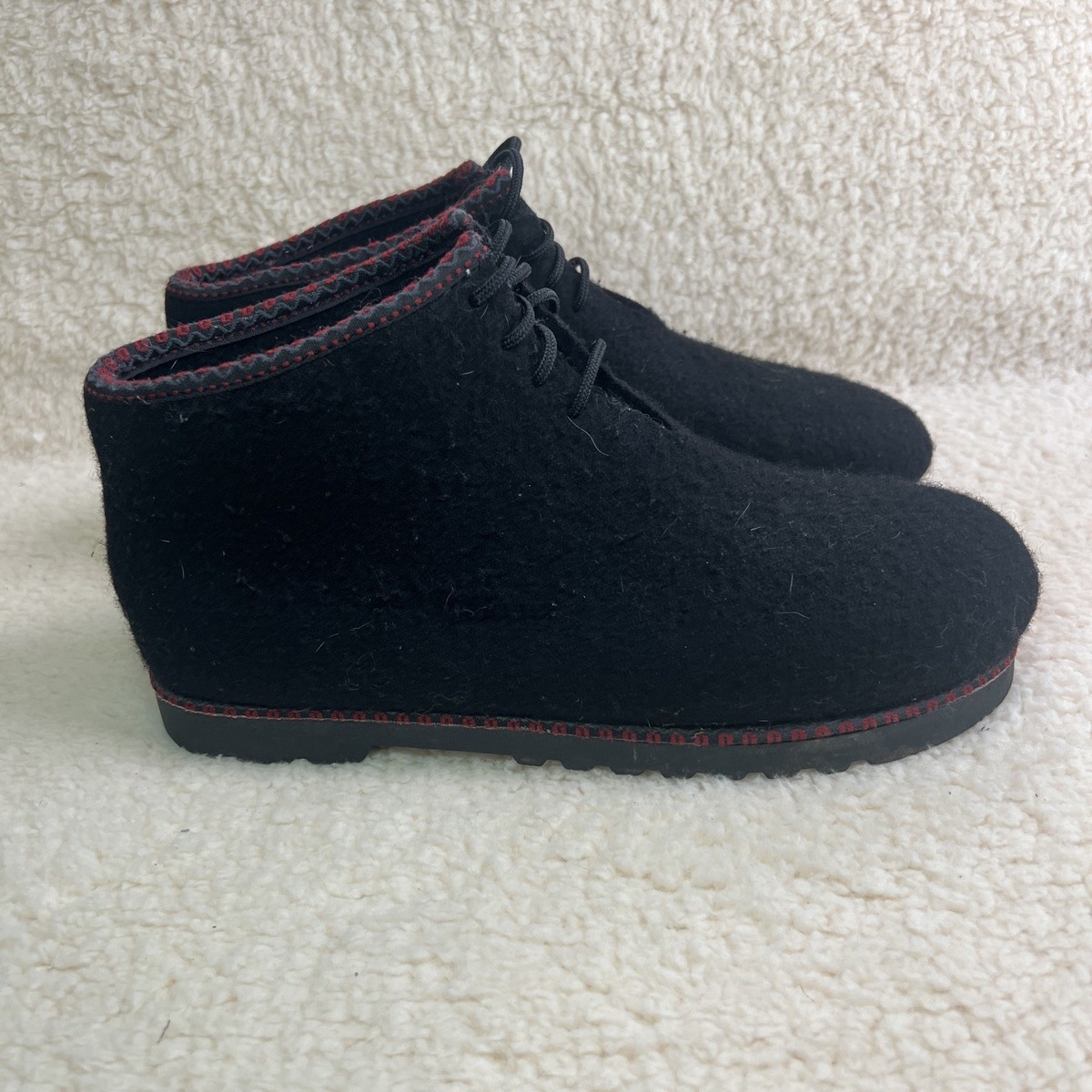 Wild And Wooly Women’s Boots Grey Black Wool Shoes Bootie Stegmann Lace Ankle