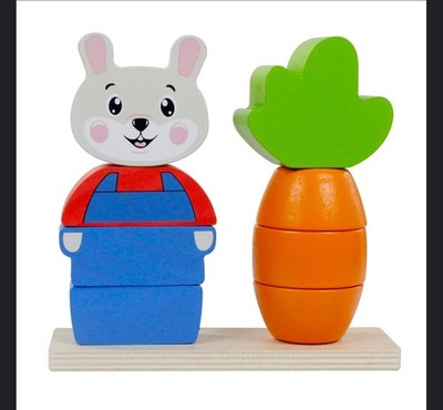 Spark Create Imagine Wooden Stacking Puzzle   Bunny & Carrot 18+ Months - New