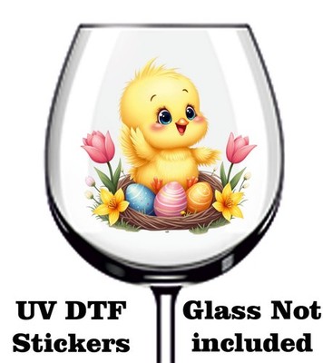 Ostern Kükennest UV-DTF Aufkleber Becher Weinglas Flasche Becher Laptop