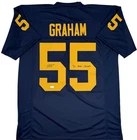 Mason Graham Autographed & Inscribed Michigan Navy Custom Football Jersey JSA Co