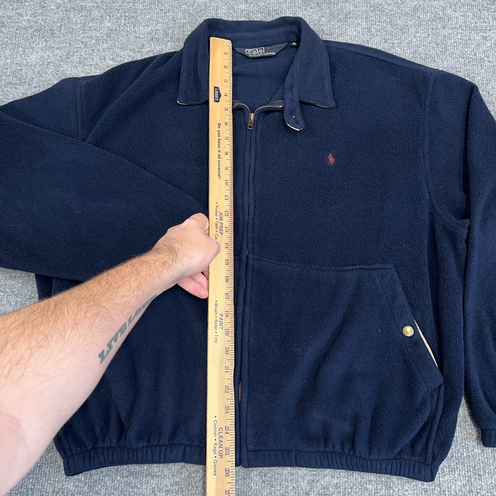 PONY Giacca Polo Ralph Lauren Vintage Uomo XL Navy Pile Full Zip Bomber Bi Swing