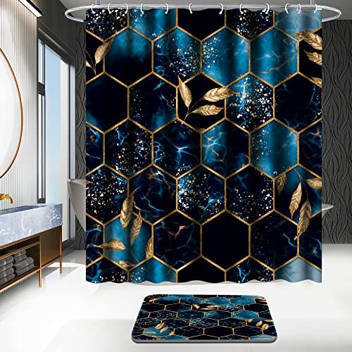 4 Pcs Bathroom Shower Curtain Set,Bathroom Sets with Rugs(Bath Mat,U Shape  - Picture 3 of 7