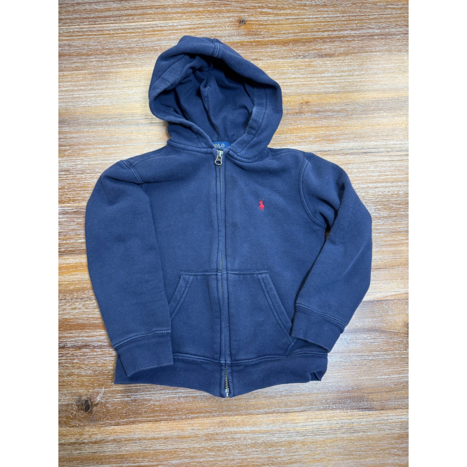 Polo Ralph Lauren felpa con cappuccio zip intera classica pony blu navy taglia 6