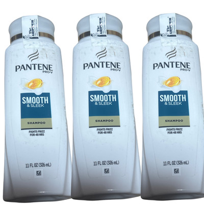 3 Pack Pantene Pro-V Smooth & Sleek Shampoo 11 oz Anti-Frizz