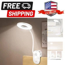 Clip on Reading Lamp, Battery Powered with 3 Brightness Levels, USB Rechargeable
