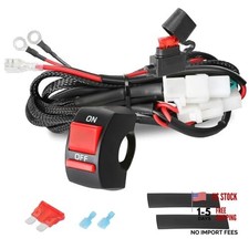 Motorcycle LED Lights Wiring Harness Kit with Handlebar Switch 10A Fuse 1 Lead