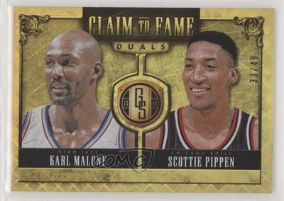 2013 Gold Standard Claim to Fame Duals 33/49 Karl Malone Scottie Pippen HOF 7y2
