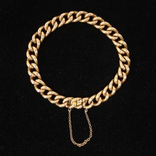 Antique Victorian HM Solid 18ct 18k Gold Smooth Curb Chain Bracelet 7.75 22g