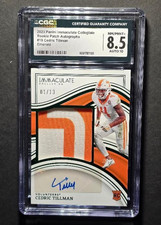 2023 PANINI IMMACULATE COLLEGIATE CEDRIC TILLMAN RC AUTO RELIC PATCH 01/13