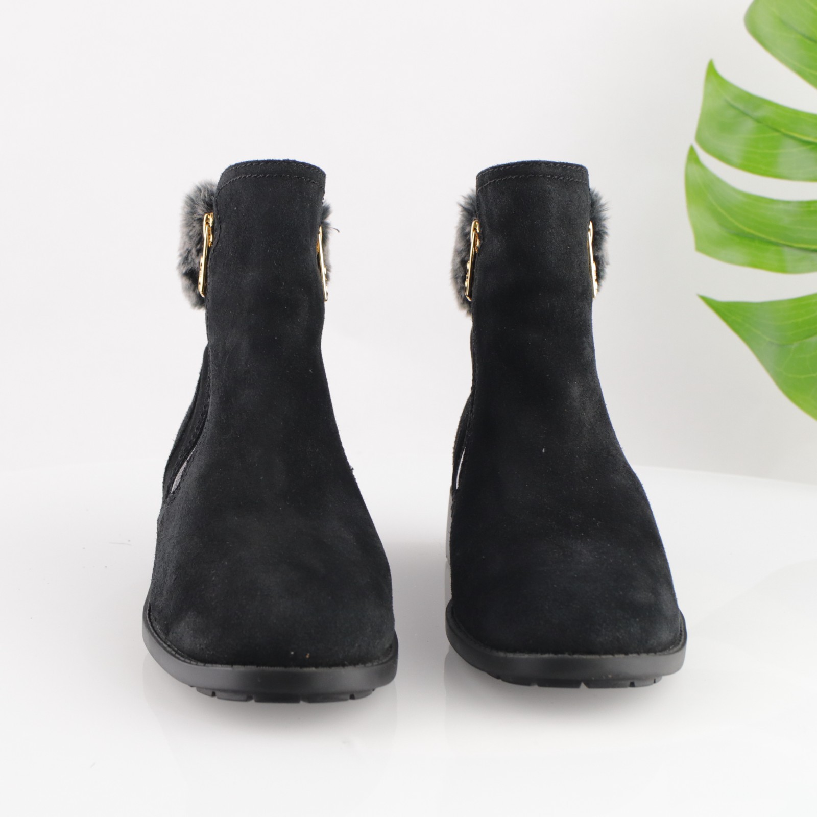 SAOLA Stivaletto Cole Haan donna Quinney taglia 10 impermeabile nero scamosciato pelliccia suola strappo