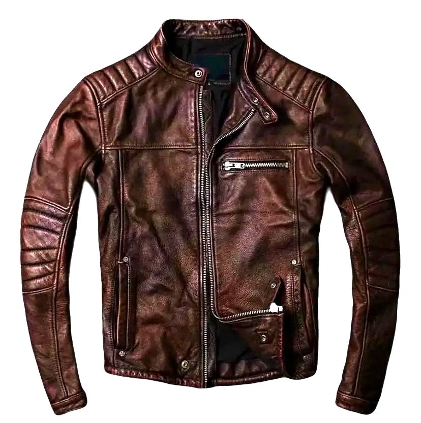 Cafe Racer Style Men’s Motorcycle Biker Leather Jacket Genuine Sheepskin Leather