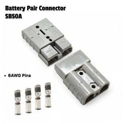 EBIKE SOLUTION Pair of Anderson Battery Connector SB50A 50 Amp Connectors Grey Plug Terminal