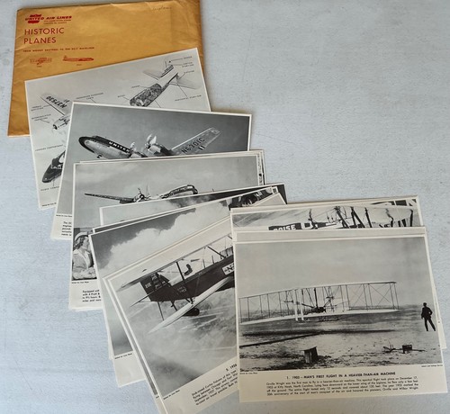 Lot of 16 Vintage 1903-1955 United Air Lines Historic Planes Picture Set