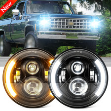 2x DOT 7"inch Round LED Headlight High Low Beam For Chevy C10 C20 C30 1975-1980