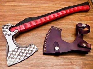 HAND FORGED CARBON Steel Axe/Hatchet Engraved Bearded VIKING AXE TOMAHAWK Axe 56