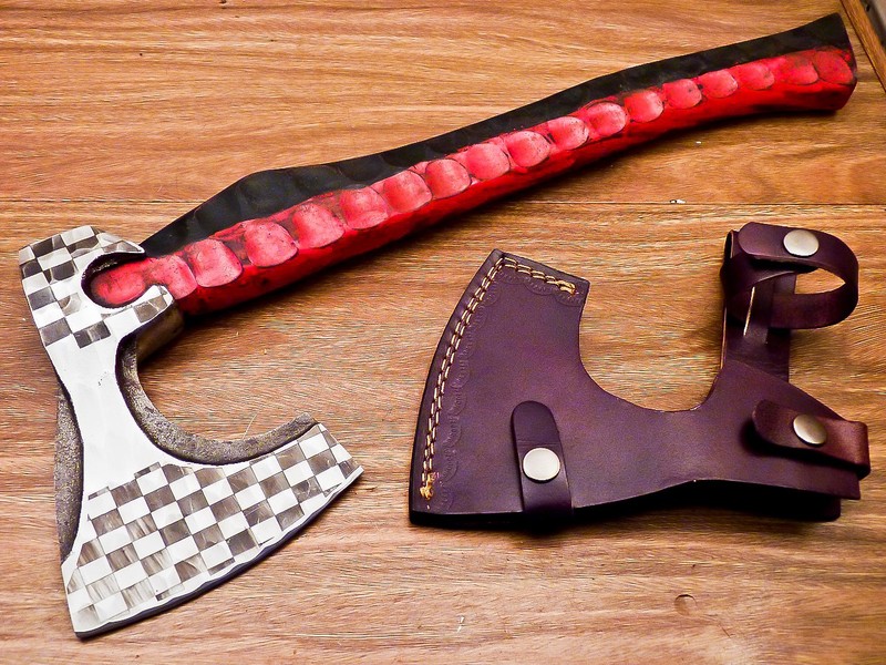 HAND FORGED CARBON Steel Axe/Hatchet Engraved Bearded VIKING AXE TOMAHAWK Axe 56