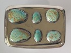 Vintage Native American Turquoise Gems Belt Buckle — photo 1