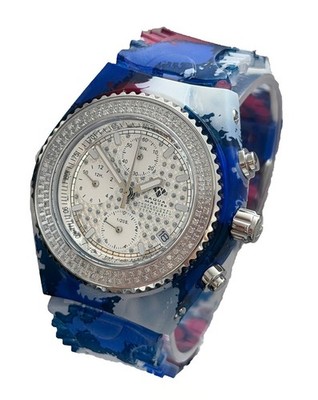 Aqua Master Silver Dial Stainless Steel Diamond Bezel Blue Watch W#13