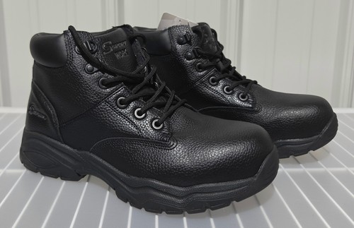 Skechers Work Elton Leather Blend Black Steel Toed Laced Boots -- Men's Size 9
