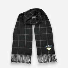 Aquascutum Wool Scarf Vintage Classic Fringe Check Neckwear Winter Scarves 14x58