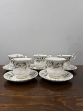 Royal Albert Brigadoon Footed Cup And Saucer Set, Five Pairs Of Cups And Saucers