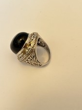 Beautiful Large Sterling Silver 925 Black Onyx Ring Size 7 E2