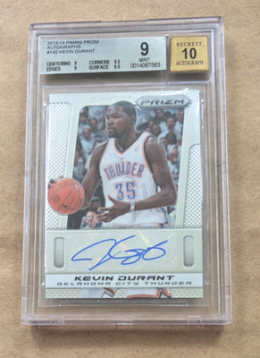 KEVIN DURANT ~~~ AUTOGRAPH ~~~ 2013 panini prizm card BGS 9 w/10