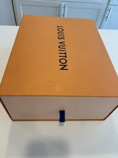 AUTHENTIC Louis Vuitton slide  Orange Large Box Empty 10.5 x 13.5" & booklet