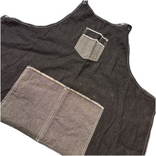 CHEF WORKS Urban Collection Black Denim Grey Pockets Distressed Apron Unisex