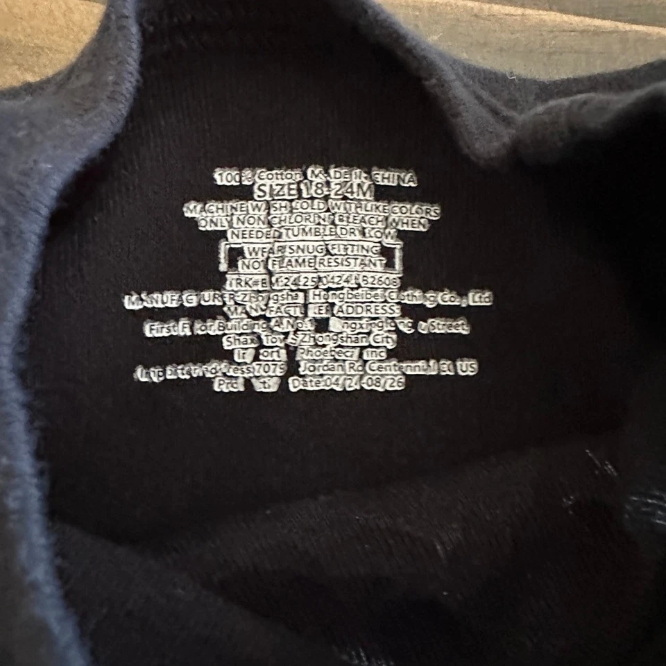 Conjunto de pijama bebé dinosaurio esqueleto 18-24M negro blanco algodón ropa de dormir T-Rex Foto 2 de 4