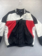 Reebok Vintage Mens Winter Jacket Retro Colorblock Quilted Red White Black L