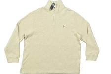 NEW Polo Ralph Lauren Sweater Men XXL Beige 1/4 Zip Pullover Cotton Knit NEW
