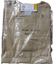 Prism Medical Unisex Beige Scrub Top Size Medium 65 Polyester 35 Cotton