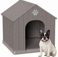 Small Resin Dog House Indoor Outdoor All-Weather Kennel for Small Dogs