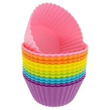 Freshware 12-Pack Silicone Jumbo Round Reusable Cupcake and Muffin Baking Cup...