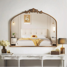 Large Gold Arched Vintage Baroque Wall Mirror For Entryway Living Room