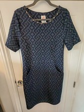 Mantaray Dress UK 16 Blue Patterned Shift Knee Length Smart Casual Work Dress