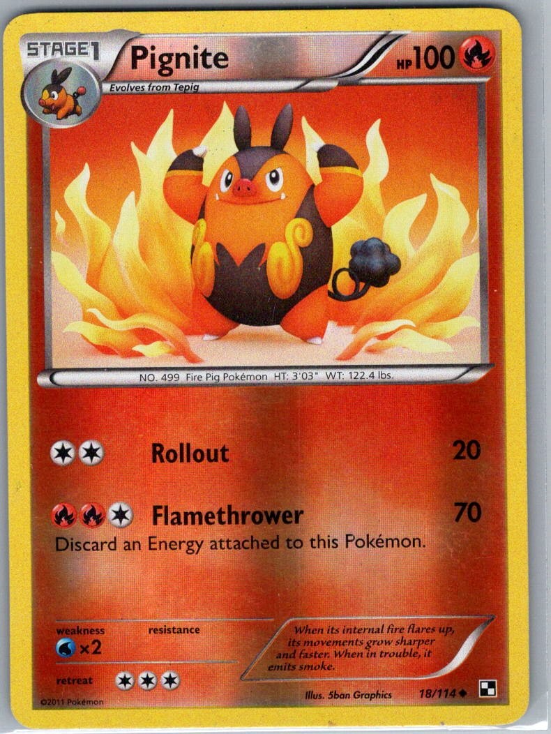 Pignite 18/114 Reverse Holo Black and White - Pokemon Card - NM