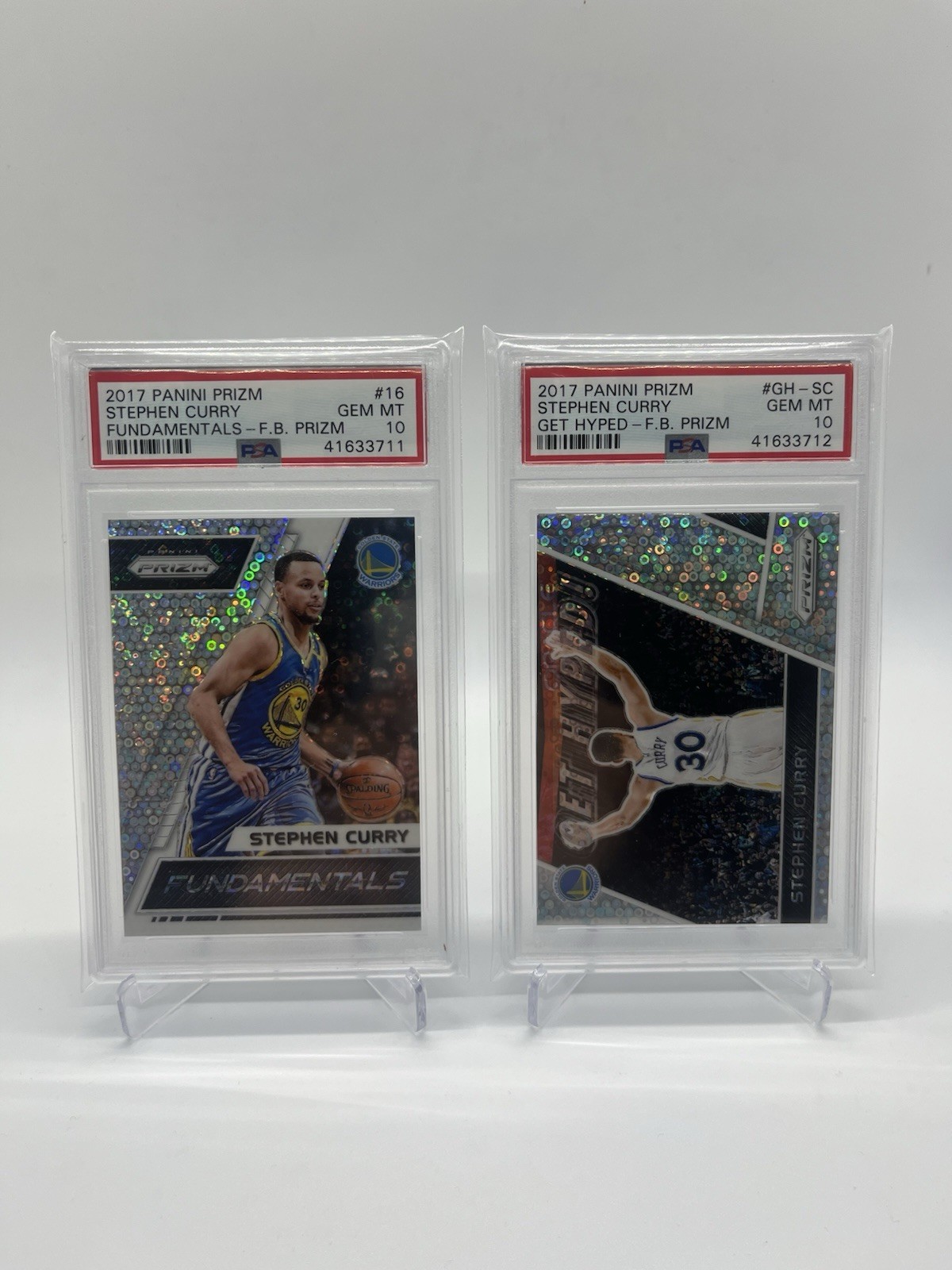 2017-18 PANINI PRIZM STEPHEN CURRY FASTBREAK#16 & GETHYPED#GH-SC PSA 10 SEQUENT