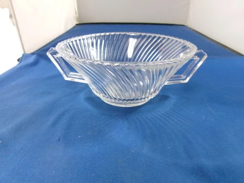 Federal Glass Diana Clear Pressed Swirl Depression Cream Soup Bowl