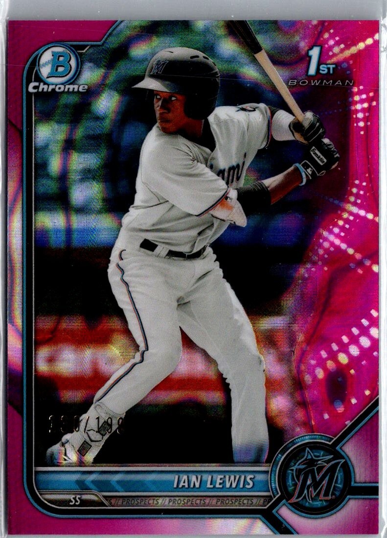 2022 Bowman 1st Bowman Chrome Ian Lewis #BCP-96 Fuchsia Lava /199 Marlins